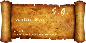 Ivanics Géza névjegykártya